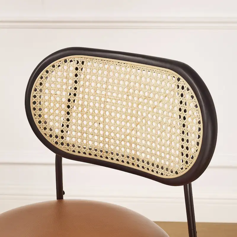 Cane Back Faux Leather Upholstered Dining Chair (Set of 2)