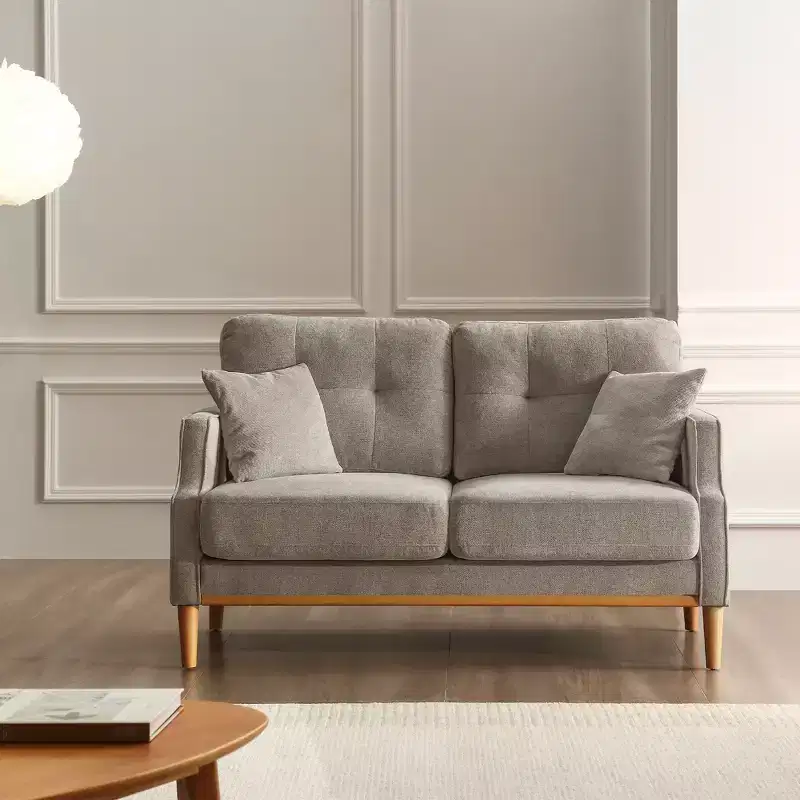 GDFStudio Camain 56.7 Waterproof Button Tufted 2 Seater Sofa with Wood Legs