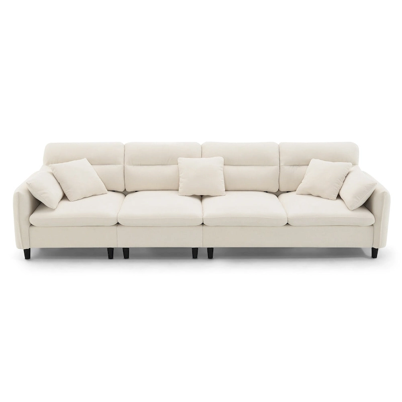 110  Modern L-Shaped Convertible 5-Seat Sectional Sofa with Removable Ottoman and 5 Cushions, Plush Chenille Fabric