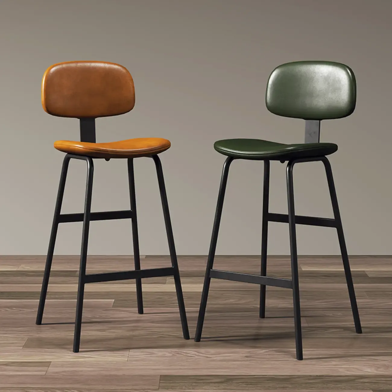 Saddle Faux Leather Counter Stools with Backs