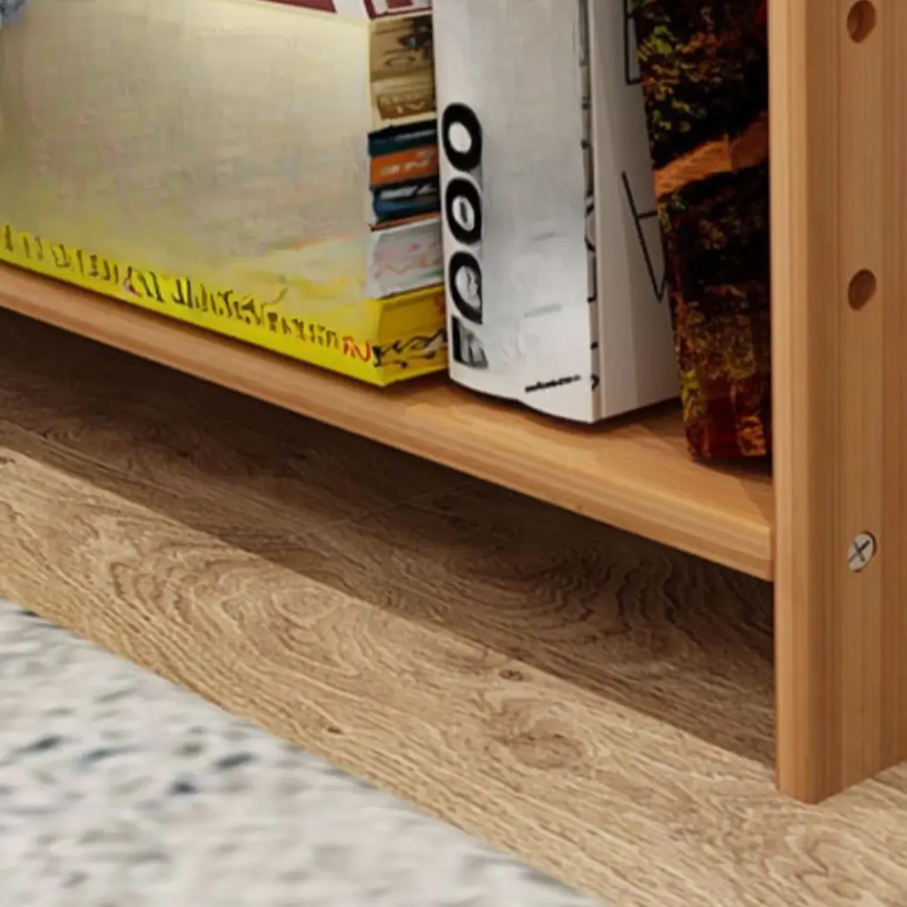 Elegant Nutural Bamboo Vertical Open Back Bookcase