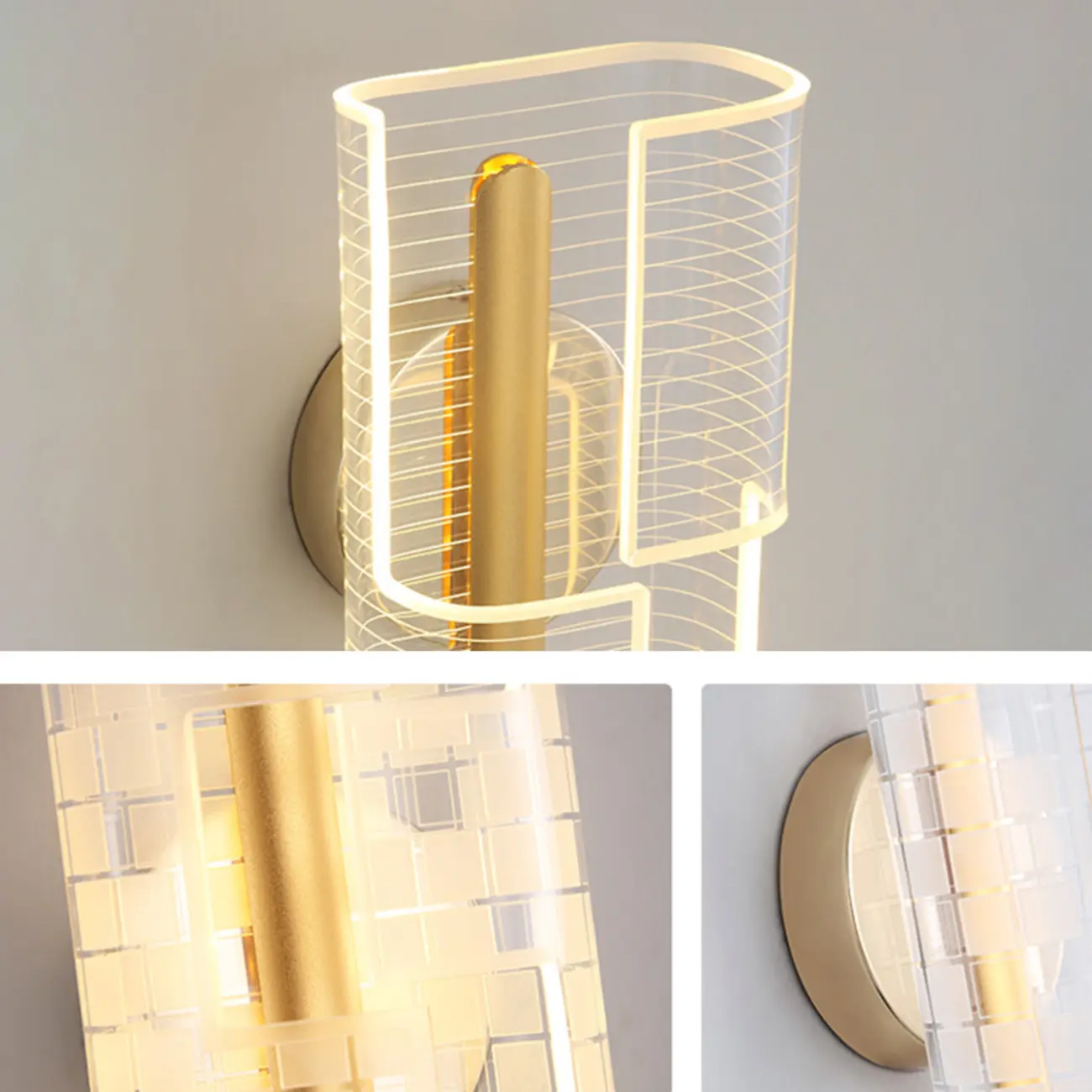 Modern Clear Acrylic Gold Ambient Wall Sconce