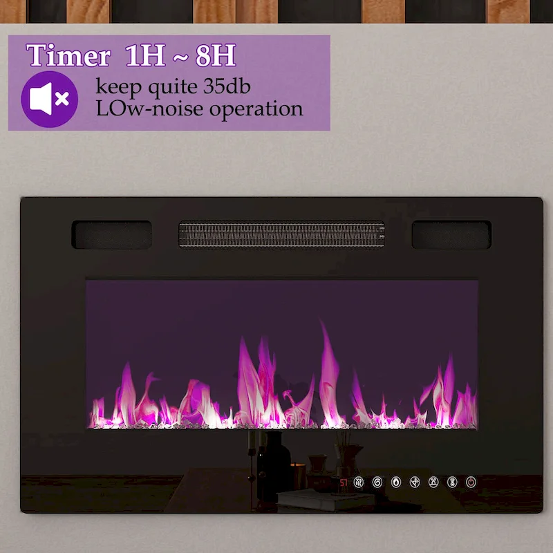 30 Recessed Electric Fireplace High Glossy TV Stand Combo Fireplace