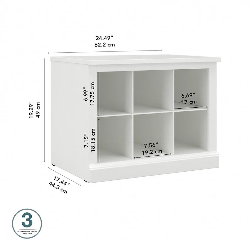 Woodland 24W Small Shoe Bench with Shelves by Bush Furniture