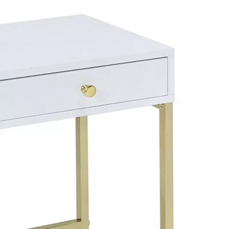 Royal Hampton Side Table, White & Gold