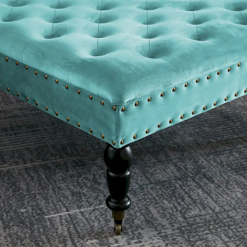 Button-Tufted Round Ottoman – 33 x 33 x 18 Inch