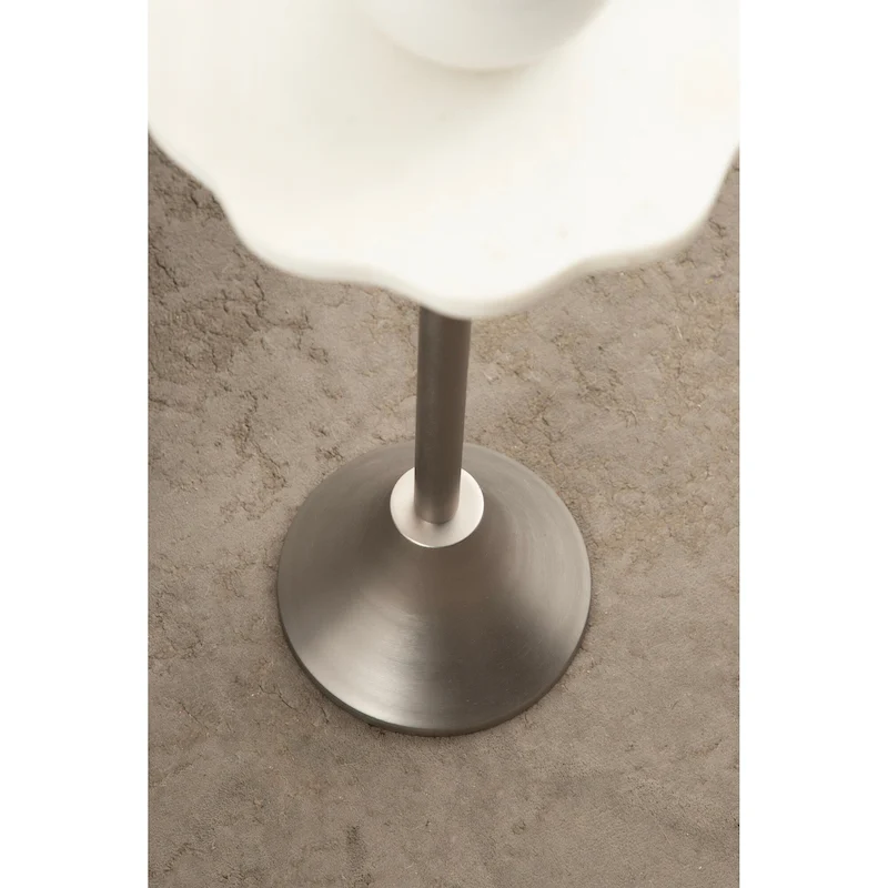 Kate and Laurel Sanzo Scalloped Marble and Metal Drink Table