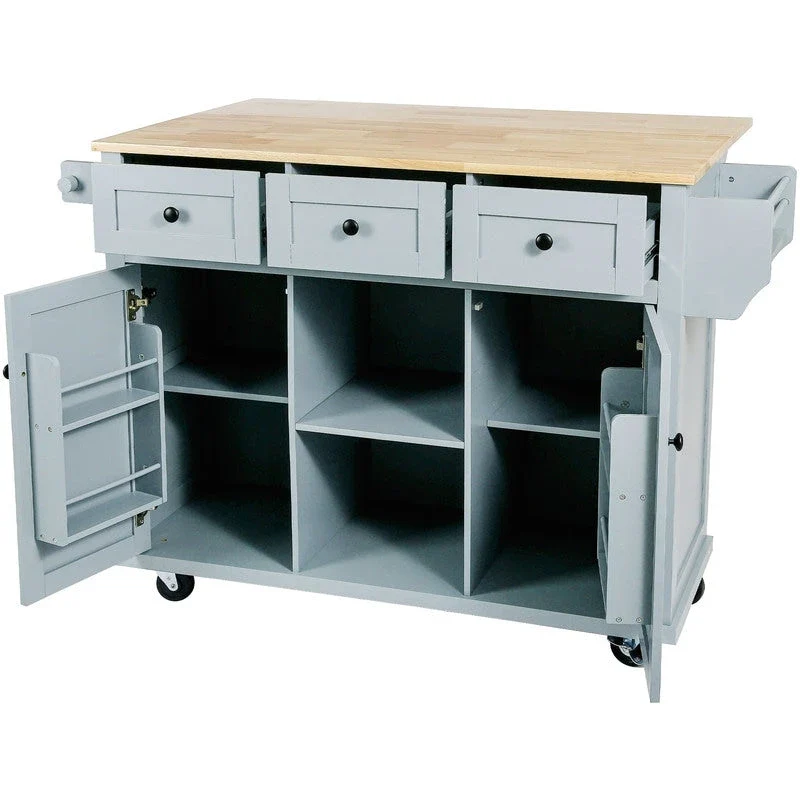 Drop-Leaf Counter top Kitchen Cart ,Kitchen Island with 3 Drawers