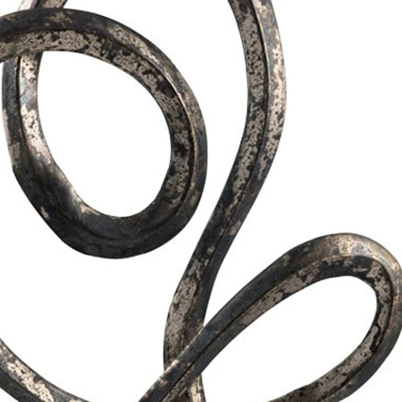 HomeRoots 20  Black and Silver Aluminum Modern Abstract Tabletop Sculpture - 12.5' X '19.75' X '4