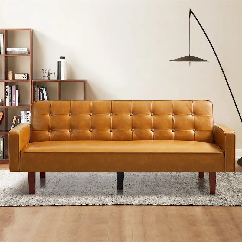 Sofa Bed Couch Faux Leather Loveseat Sofa Convertible Modern Futon Couch Small Sleeper Futons Bed
