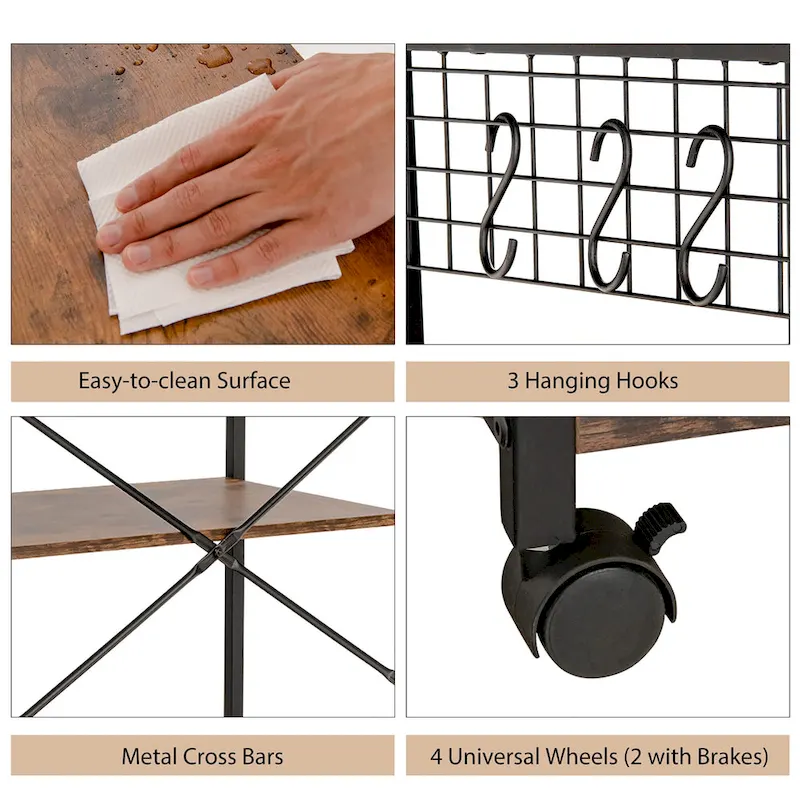 Costway 4-Tier Rolling Bakers Rack Industrial Utility Microwave Oven