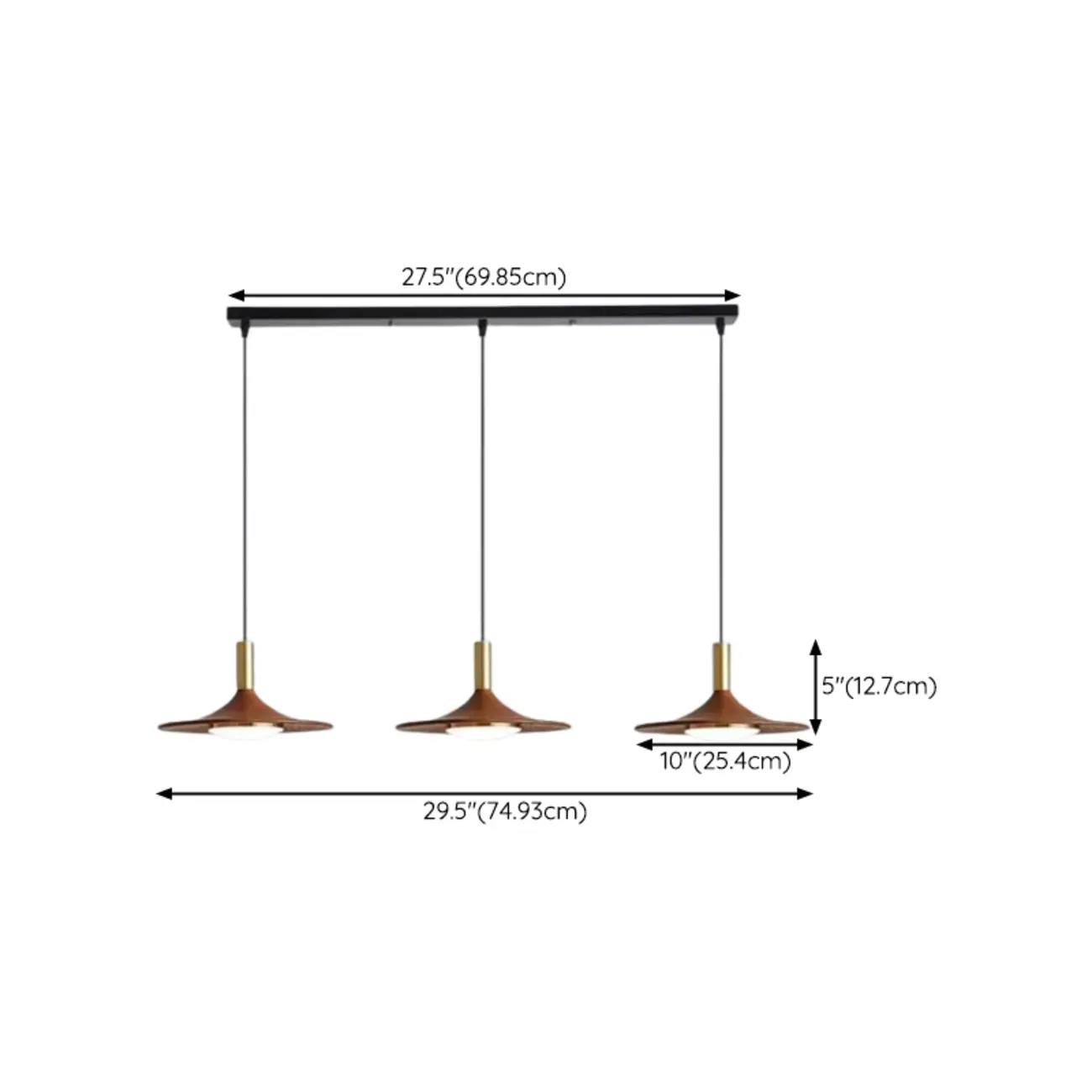 Modern Metal Walnut Acrylic Geometric Pendant Light