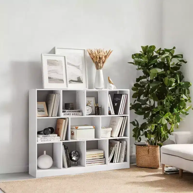 Cube Bookcase, Freestanding Storage Unit with 11 Open Compartments