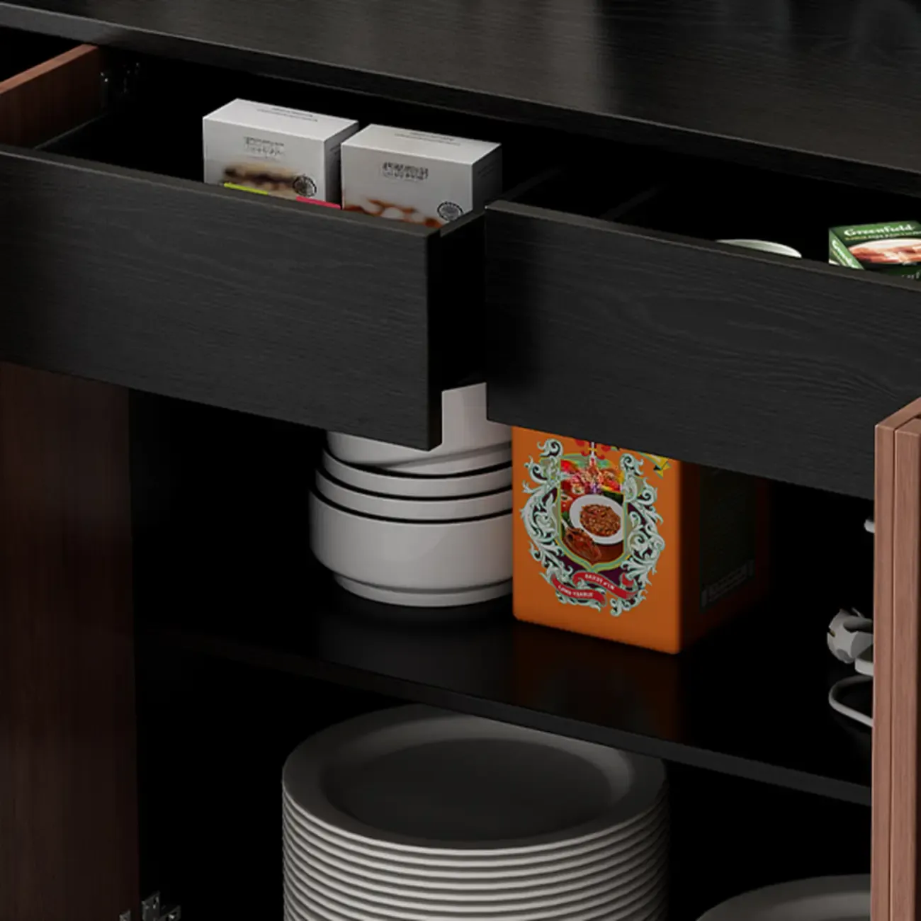 Modern Wood Buffet with Alterable Shelf and Drawers