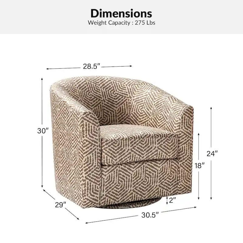 Cuenca Modern Upholstered Barrel Chair with Swivel Base