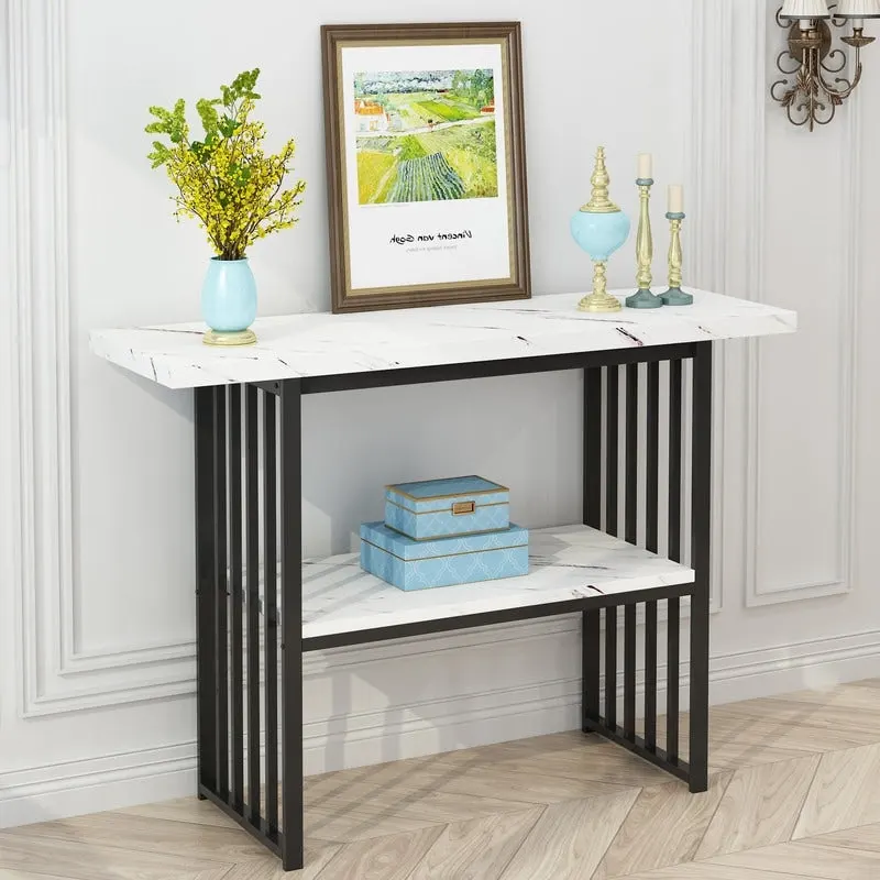 Modern 42-Inch Console/Accent Table with Geometric Metal Legs