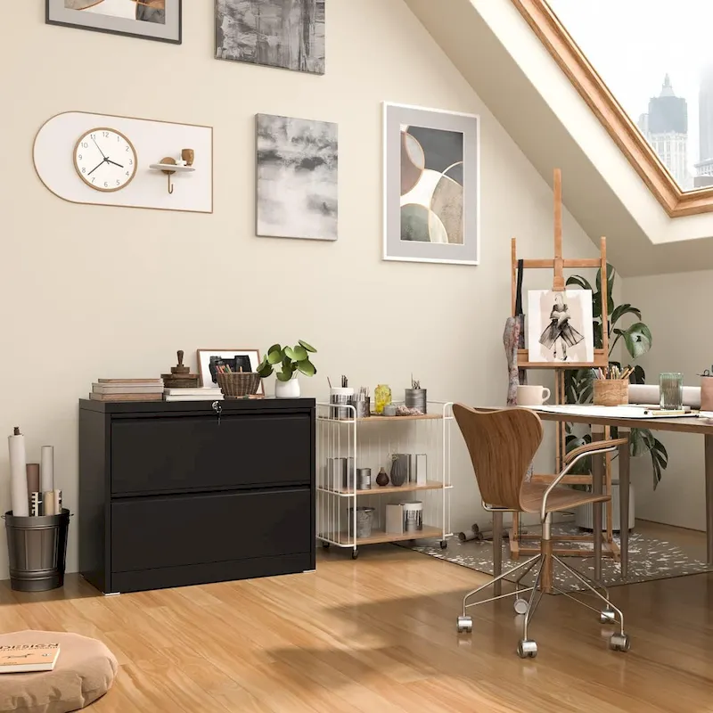 36 W 2 Drawer Metal Lateral File Cabinet with Lock