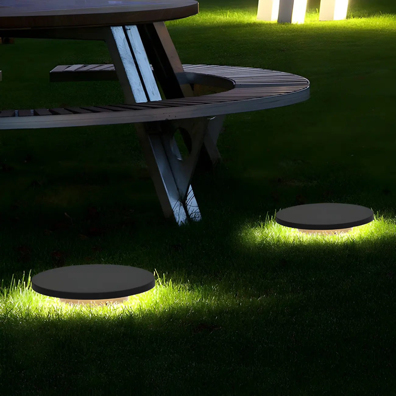 Matte Grey Disc Metal Solar Landscape Lighting