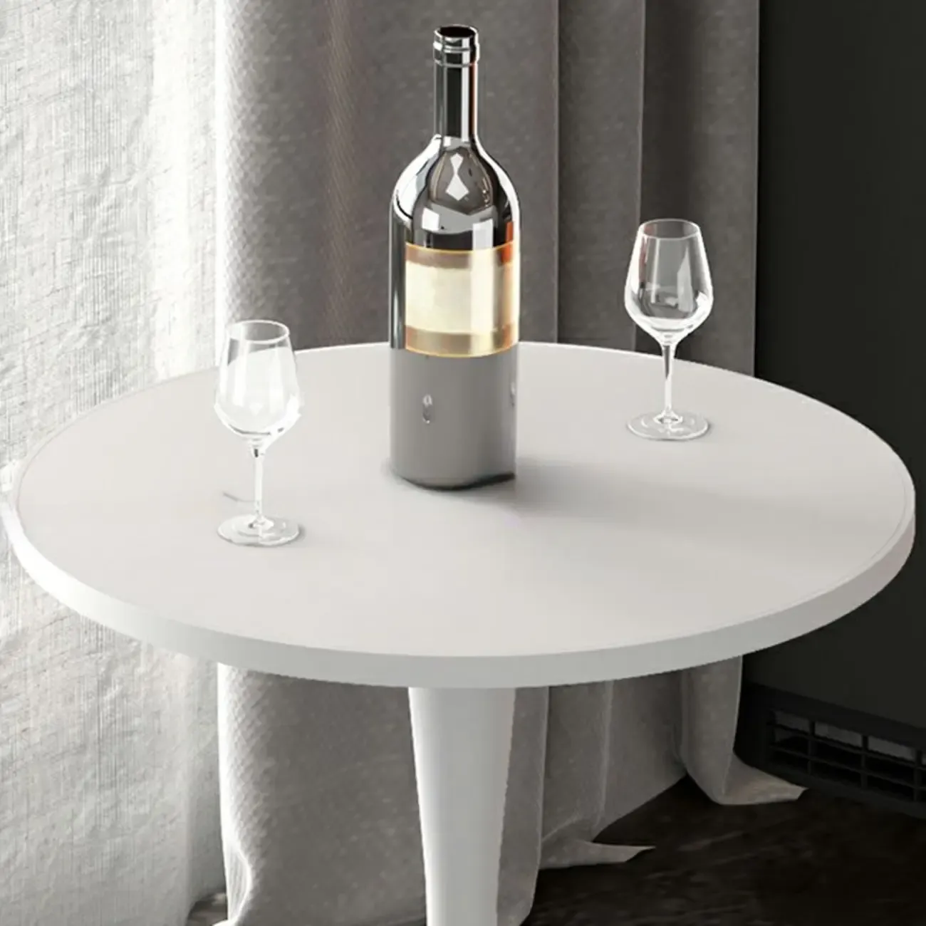 Modern Matte Black Metal Pedestal Round Wood Bar Tables