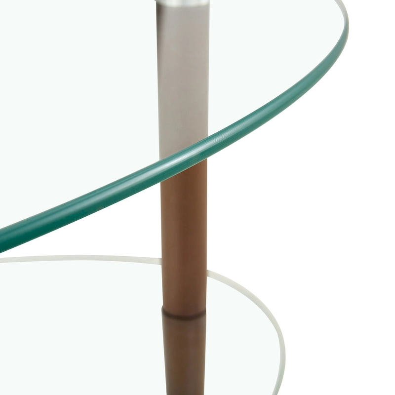 Oval glass coffee table, Transparent coffee table, modern table in living room with Oak wood legs, tea table