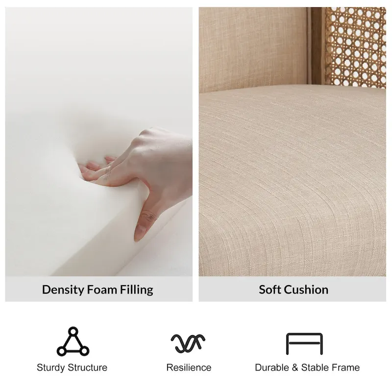 Danilo Farmhouse Rattan Solid Wood Armchair with Solid Wood Legs by HULALA HOME