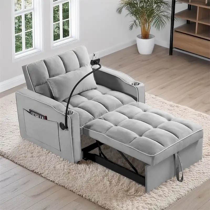 Convertible Sleeper Chair Sofa Bed Adjustable Pull Out Sleeper Chair