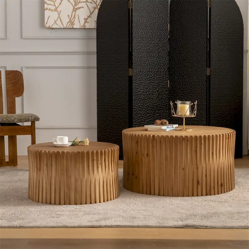 Cylindrical Nesting Coffee Table Set for Living Room (Set of 2)