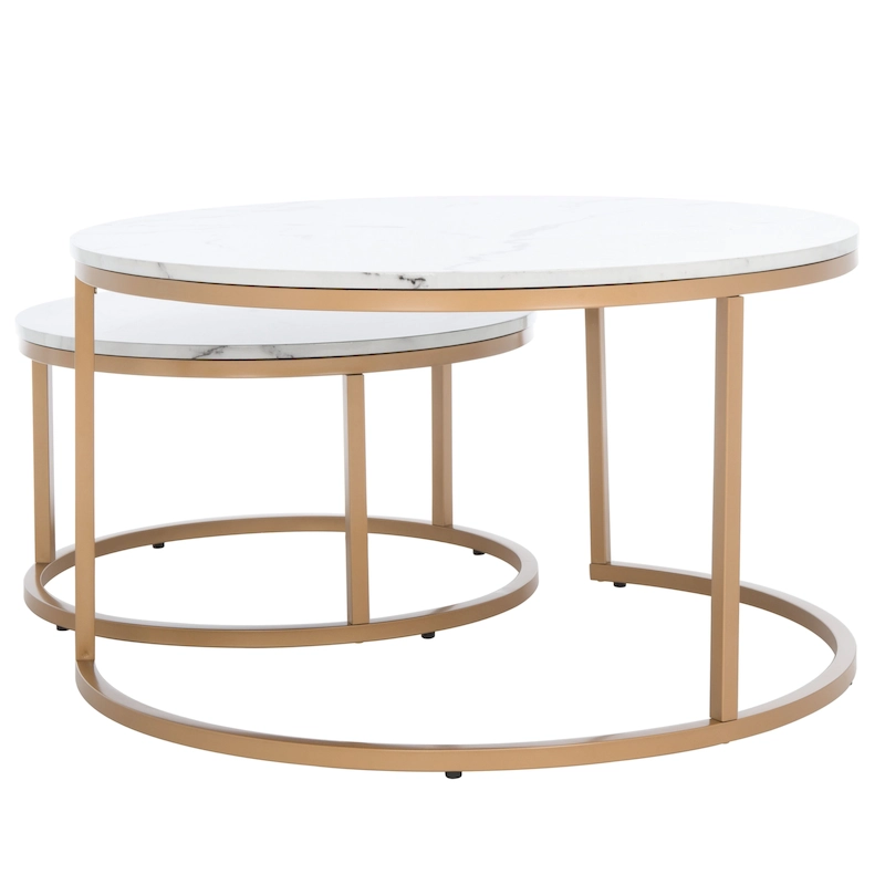SAFAVIEH Elberta 2 Round Nesting Coffee Table - 43 L x 36 D x 18 H - 32Wx32Dx18H