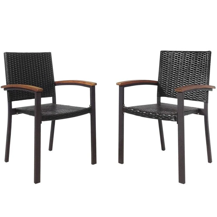 Set of 2/4 Outdoor Patio PE Rattan Dining Chairs