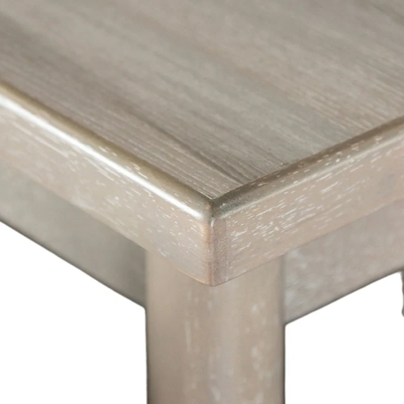 7pc Dining Table Set with 6 Padded Chairs, Solid Edge Band, Gray