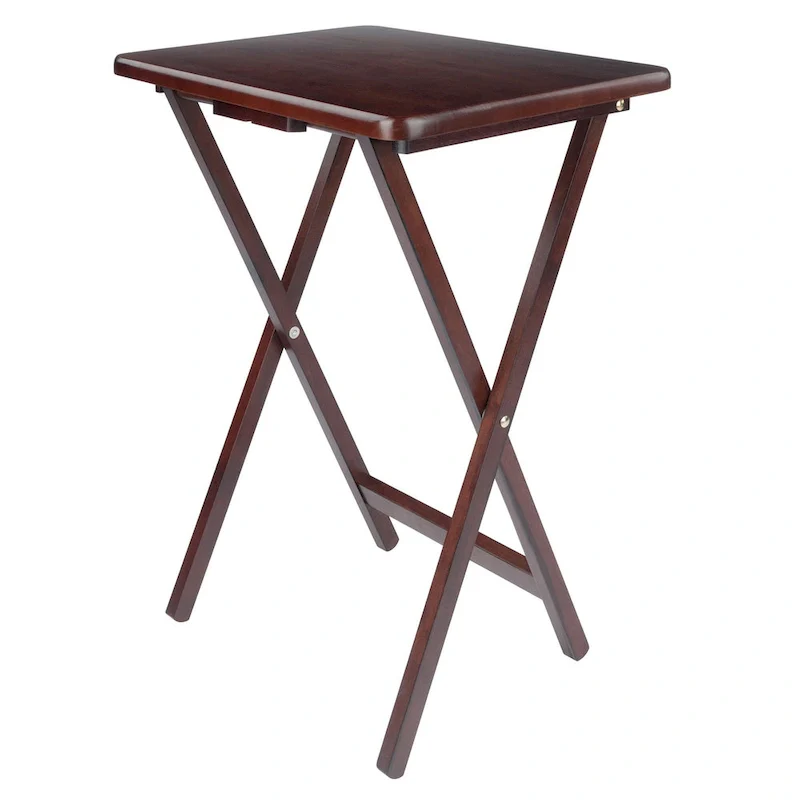 Set of 4 Rich Antique Walnut Folding Single Snack Tables 25.75