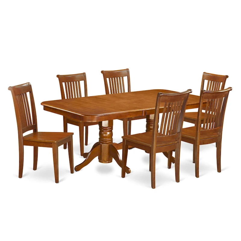 East West Furniture 7 Piece Dining Table Set- of a Rectangle Wooden Table and 6 Dining Room Chairs, Saddle Brown (Seat Option)