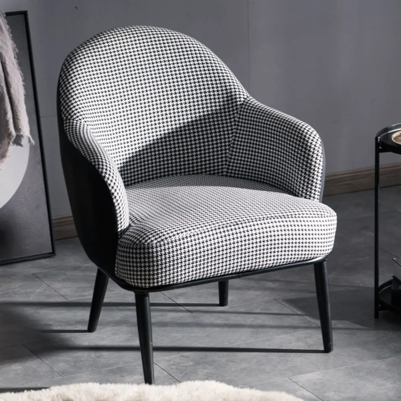 Modern Barrel Chair Faux Leather Living Room