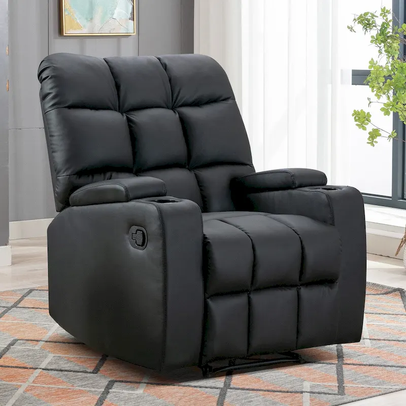 Manual Rocking Recliner Chair with Massage and Cup Holders