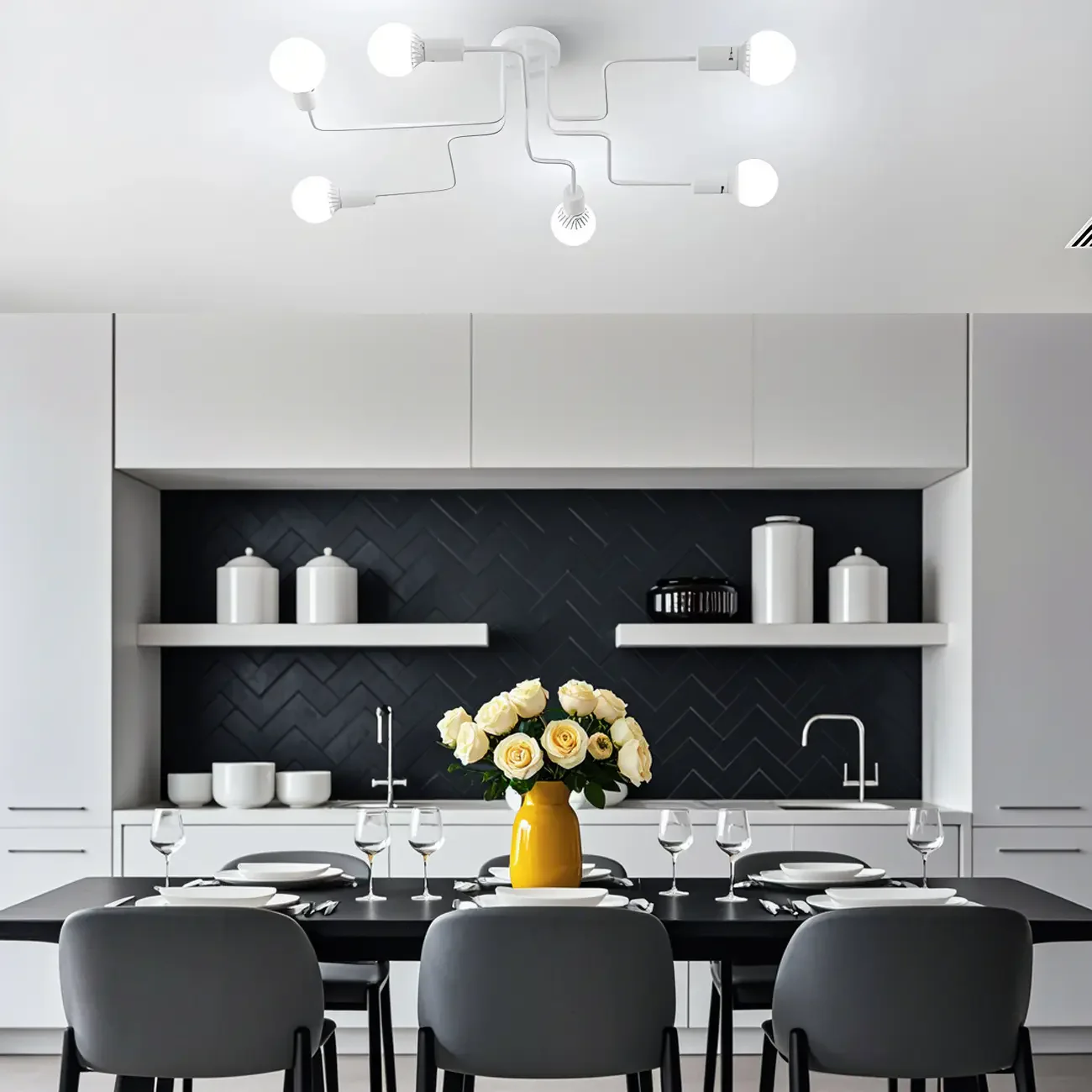 Industrial Branch Metal Semi Flush Ceiling Light