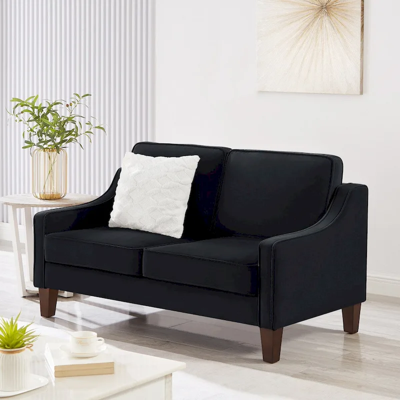 Modern Loveseat Sofa for Living Room Upholstered Velvet Small Couch - 51.5L x 29 W x 34.25 H , Seat height: 18