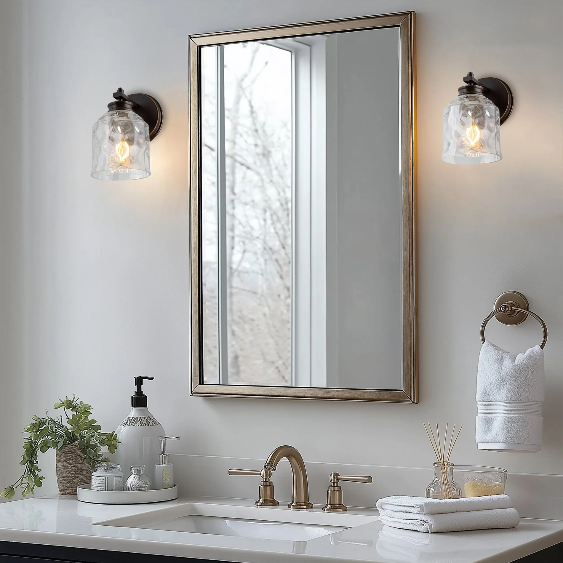 5 Clear Water Glass Shades / Replacement Glass for pendant lights and bathroom lights, 2-Pack