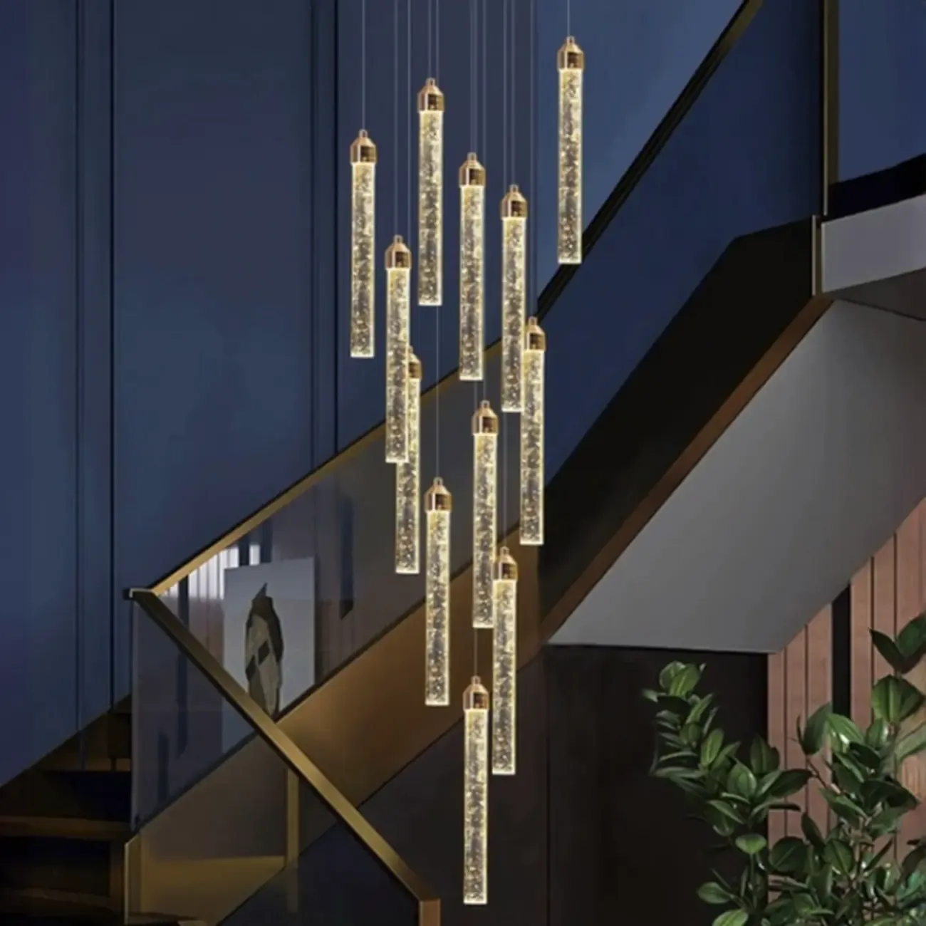 Modern Spiral Crystal Gold LED Chandelier Pendant Light