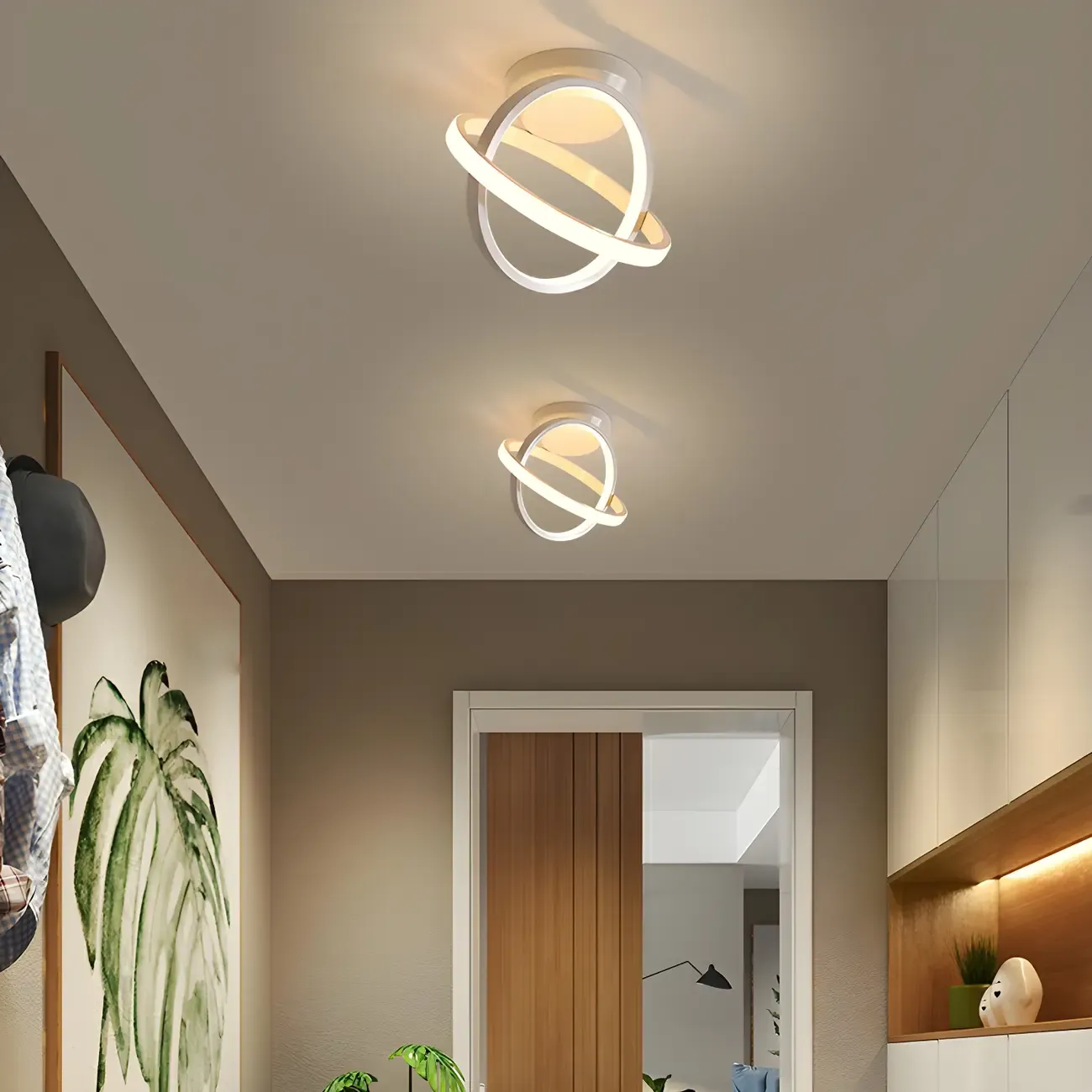 Mini Cross Ring Hallway Dimmable Semi Flush LED Ceiling Light