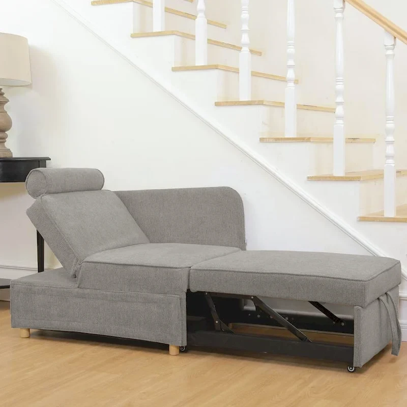 Hansabenne 4 in 1 Multi-Function Folding Sofa Folding Bed Single Futon Couch Guest Bed with 2 Throw Pillows