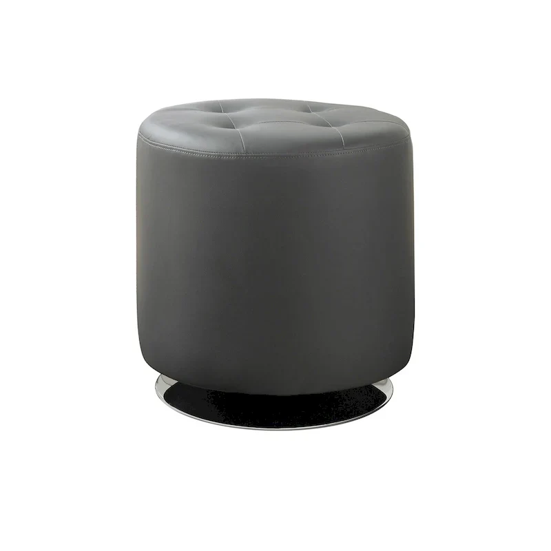 Round Leatherette Upholstered Ottoman
