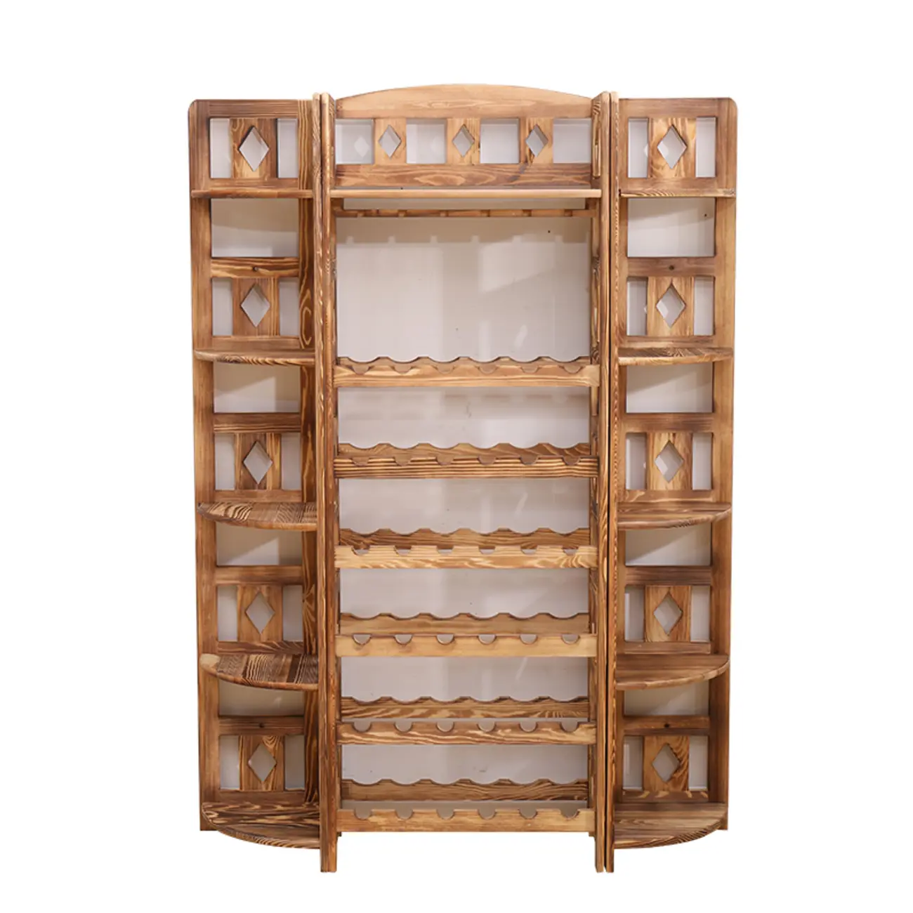 Free Standing Pine Wood Wine Racks with Bar Glass Holder Shelf