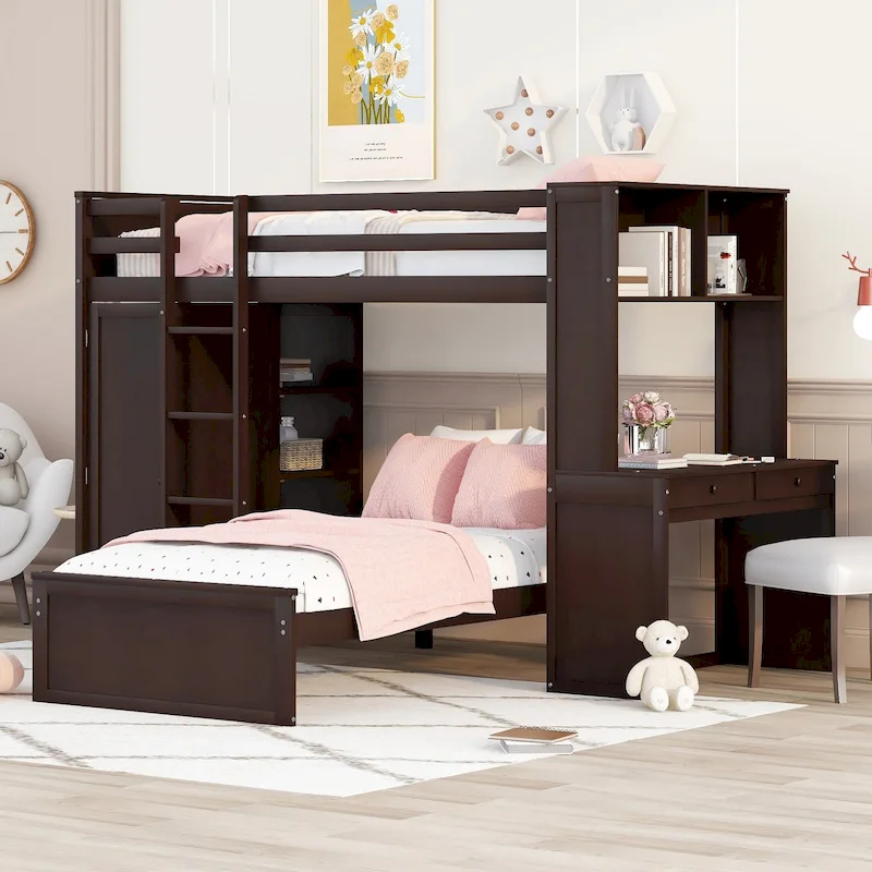 Twin over Twin Pine Loft Bed with Stand-alone