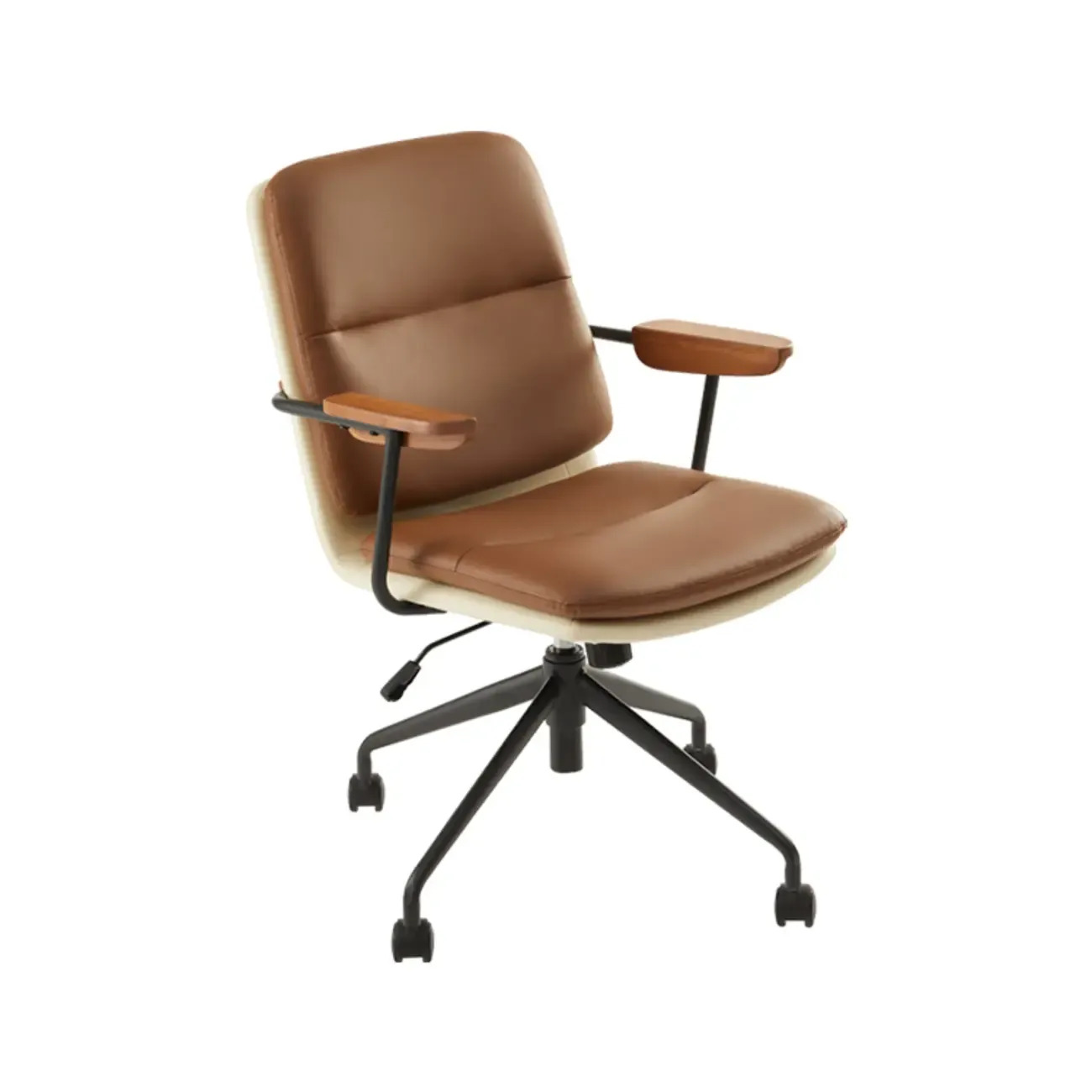 Modern Brown Upholstered Adjustable Swivel Office Chair