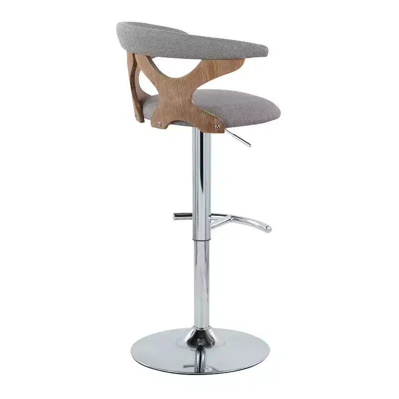 LumiSource Set of 2 Gardenia Adjustable Barstools Chrome Fabric