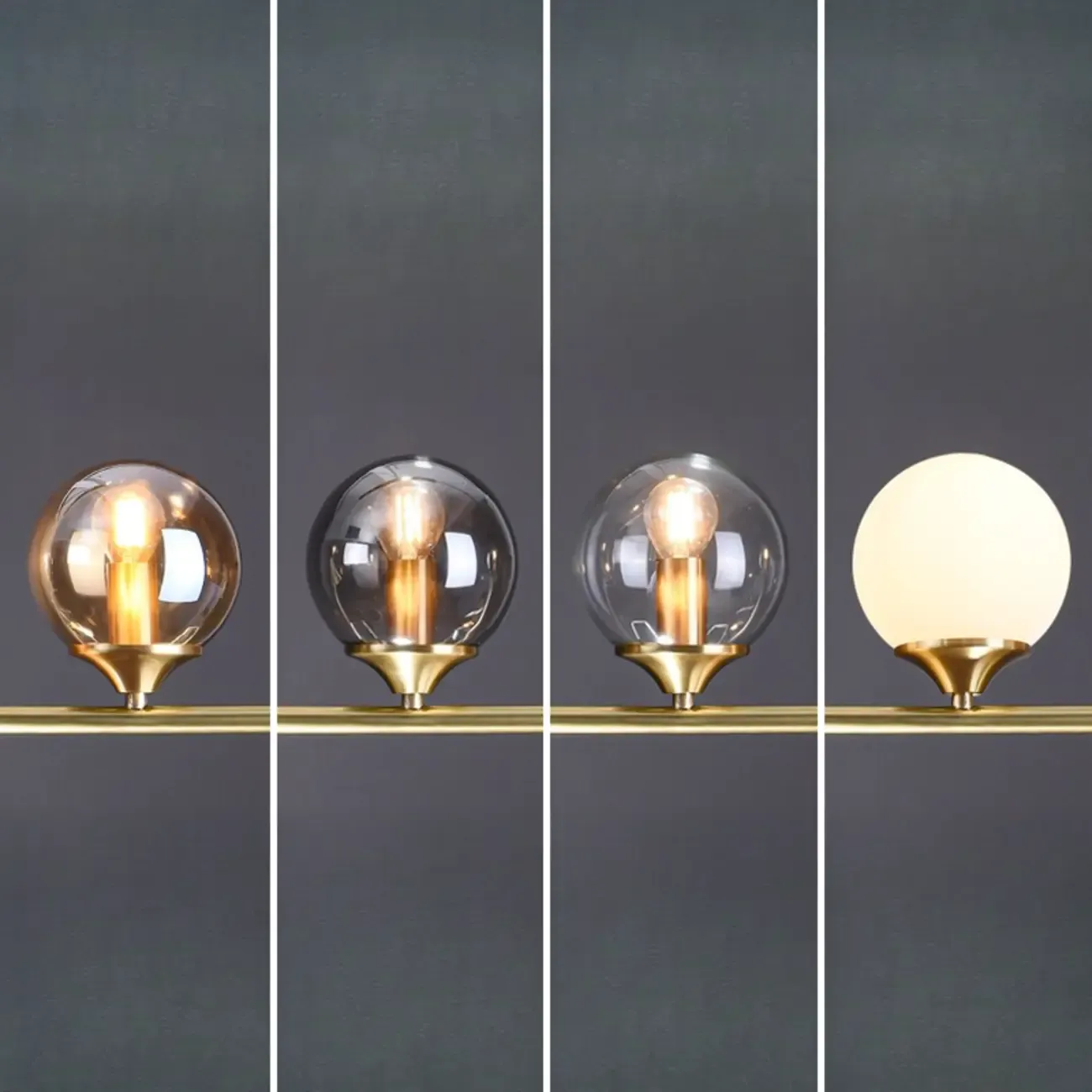 Dining Area Modern Brass Glass LED Island Pendant Light