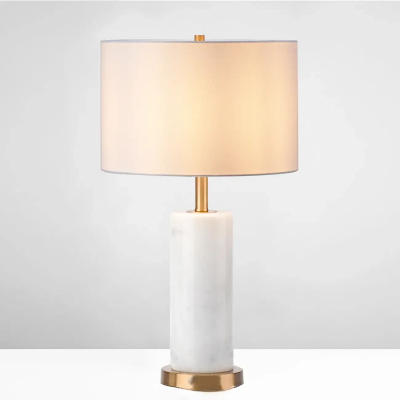 Modern Stone Table Lamp with Fabric Shade, LED Compatible