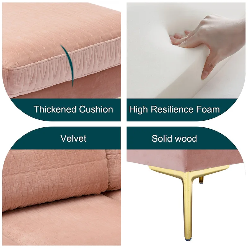 Velvet U-shaped modular detachable sectional sofa