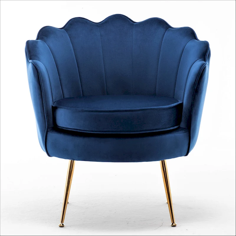Cavett 28.3  Wide Velvet Barrel Chair with Gold Metal Legs