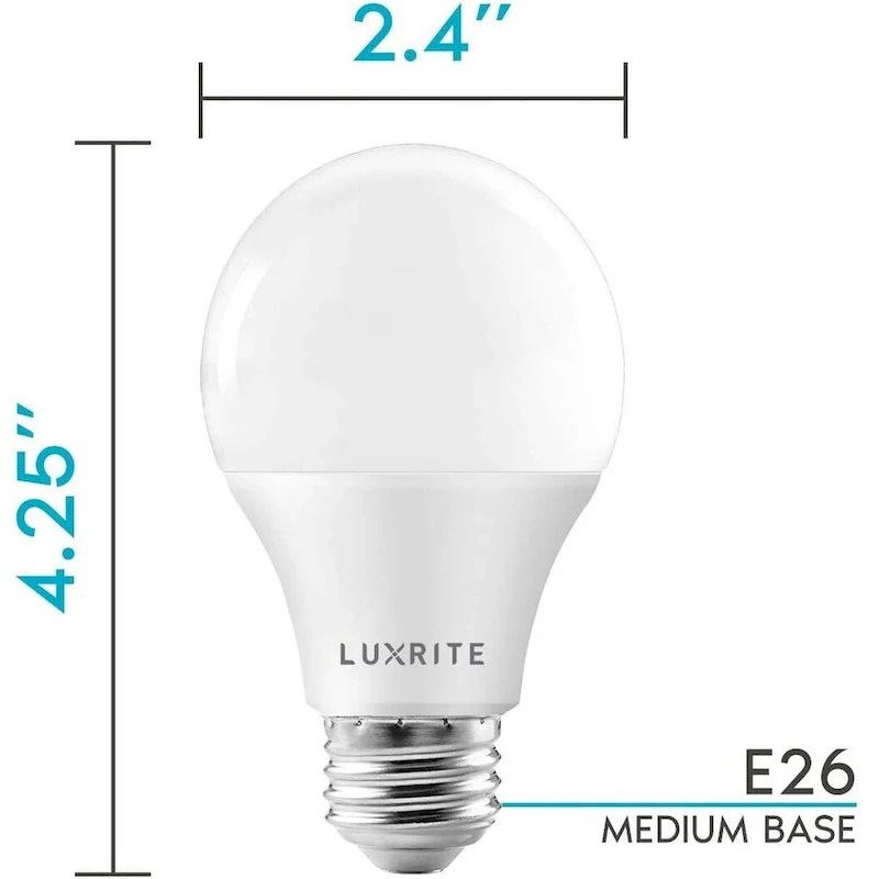 Luxrite A19 LED Bulb 75W Equivalent, 1100 Lumens, Dimmable, Enclosed Fixture Rated, Energy Star, E26 Base (12 Pack)